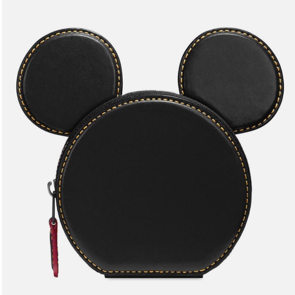 Coach x Disney Coin Case in Glove Calf Leather with Mickey Ears (Black) [F59071]